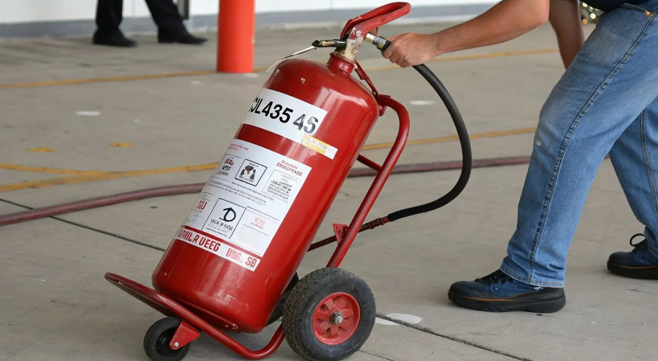 Extintor rodante Clase A de 35 kg con PQS ABC para evaluación en plantas industriales de Querétaro